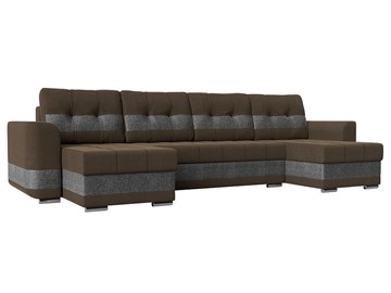 П-образный диван Честер, Коричневый/серый (рогожка) в Мурманске