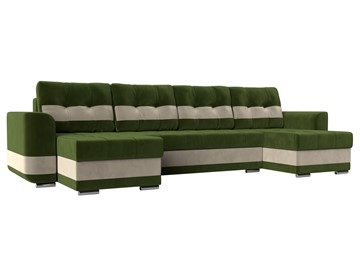 П-образный диван Честер, Зеленый/бежевый (вельвет) в Мурманске