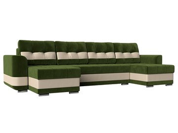 П-образный диван Честер, Зеленый/бежевый (вельвет/экокожа) в Мурманске