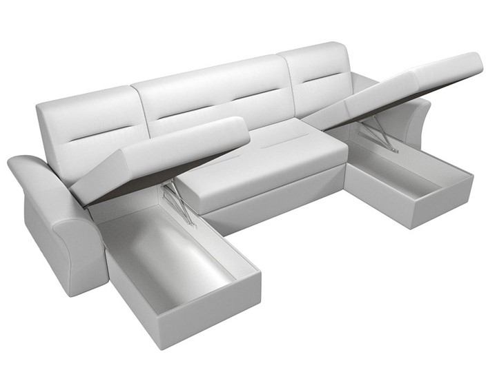 Большой П-образный диван Клайд, Белый (Экокожа) в Мурманске - изображение 2