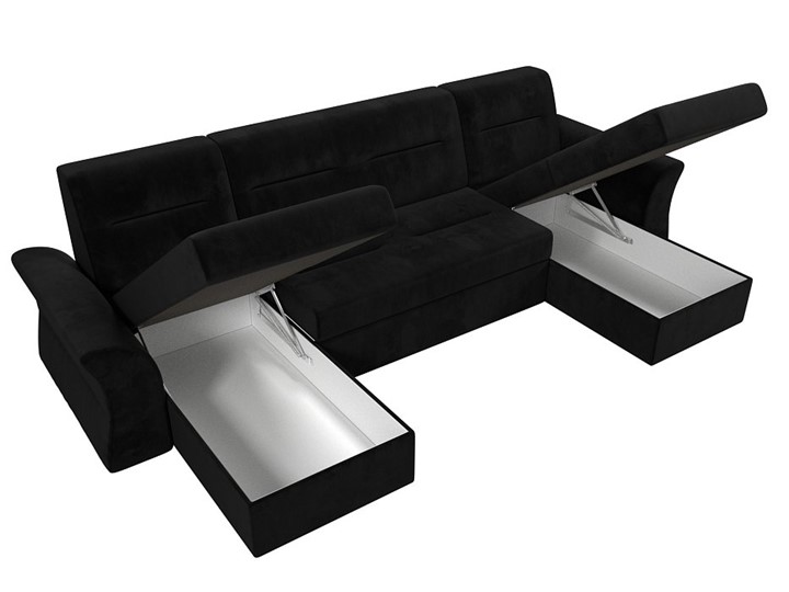 П-образный диван Клайд, Черный (Велюр) в Мурманске - изображение 2