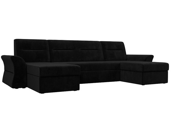 П-образный диван Клайд, Черный (Велюр) в Мурманске - изображение