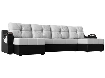 П-образный диван Меркурий П, Белый/черный (экокожа) в Мурманске