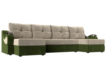 П-образный диван Меркурий П, Бежевый/зеленый (вельвет) в Мурманске