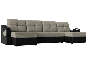 П-образный диван Меркурий П, Корфу 02 (рогожка)/черный (экокожа) в Мурманске