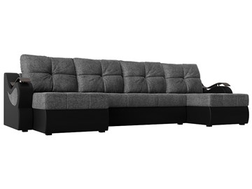 П-образный диван Меркурий П, Серый/черный (рогожка/экокожа) в Мурманске
