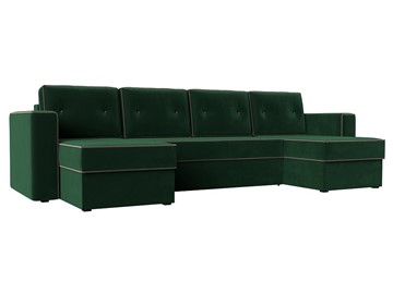 П-образный диван Принстон, Зеленый\Коричневый (Велюр) боннель в Мурманске