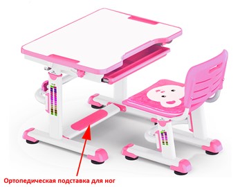Парта растущая + стул Mealux BD-08 Teddy, pink, розовая в Мурманске