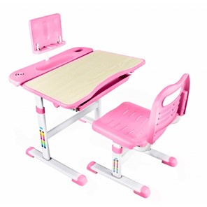 Детский стол-трансформер Rifforma с подставкой и стулом, Holto SET-17A, Клен+Розовый в Мурманске