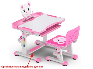 Растущий стол и стул Mealux EVO BD-04 Teddy New XL, WP, розовая в Мурманске