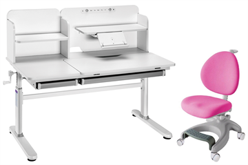 Комплект парта + кресло Iris II Grey + Cielo Pink + чехол для кресла в подарок в Мурманске