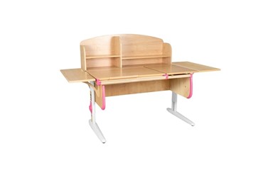 Детский стол-трансформер 1/75-40 (СУТ.25) + Polka_b 1/550 (2 шт.) + Polka_n 1/1200  бежевый/белый/розовый в Мурманске