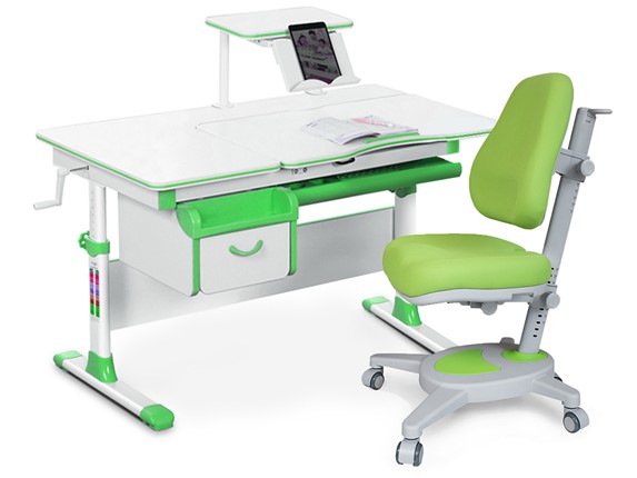 Комплект растущая парта Mealux EVO-40 Z и кресло Onyx Y-110 KZ зеленый в Мурманске - изображение
