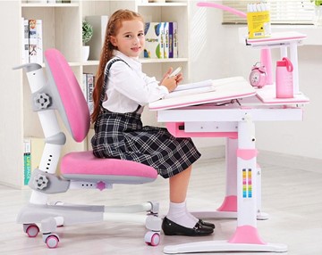 Растущая парта + стул Комплект Mealux EVO Evo-30 BL (арт. Evo-30 BL + Y-115 KBL), серый, розовый в Мурманске - предосмотр 9