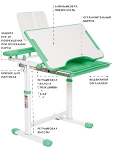 Растущий стул и растущая парта SET HOLTO-17А, зеленый в Мурманске - предосмотр 5