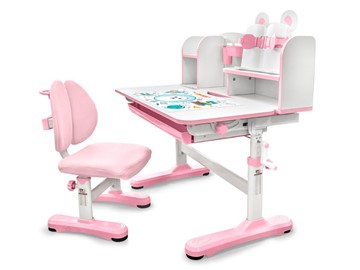 Растущая парта + стул Mealux EVO Panda XL pink BD-29 PN, столешница белая / пластик розовый в Мурманске