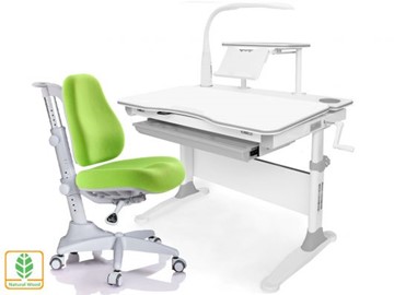 Растущая парта + стул Mealux EVO Evo-30 G (арт. Evo-30 G + Y-528 KZ) (дерево)/(стол+полка+кресло+чехол+лампа)/ белая столешница (дерево), цвет пластика серый в Мурманске