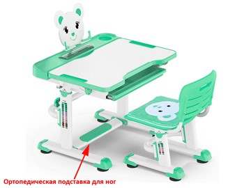 Парта растущая + стул Mealux EVO BD-04 Teddy New XL, green, зеленая в Мурманске
