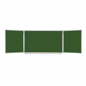 Доска для мела магнитная 3-х элементная 100х150/300 см, 5 рабочих поверхностей, зеленая, BRAUBERG, 231707 в Мурманске