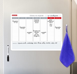 Доска-планинг магнитная на холодильник BRAUBERG на неделю, 42х30 см с маркером и салфеткой в Мурманске - предосмотр 4